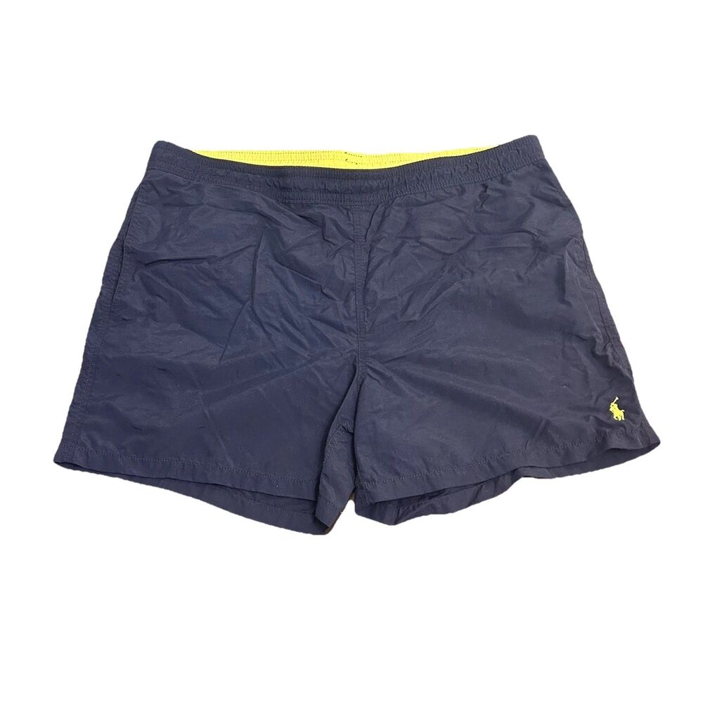 Polo Ralph Lauren Swim Trunks Navy Blue Small Pony Drawstring - Mens Large